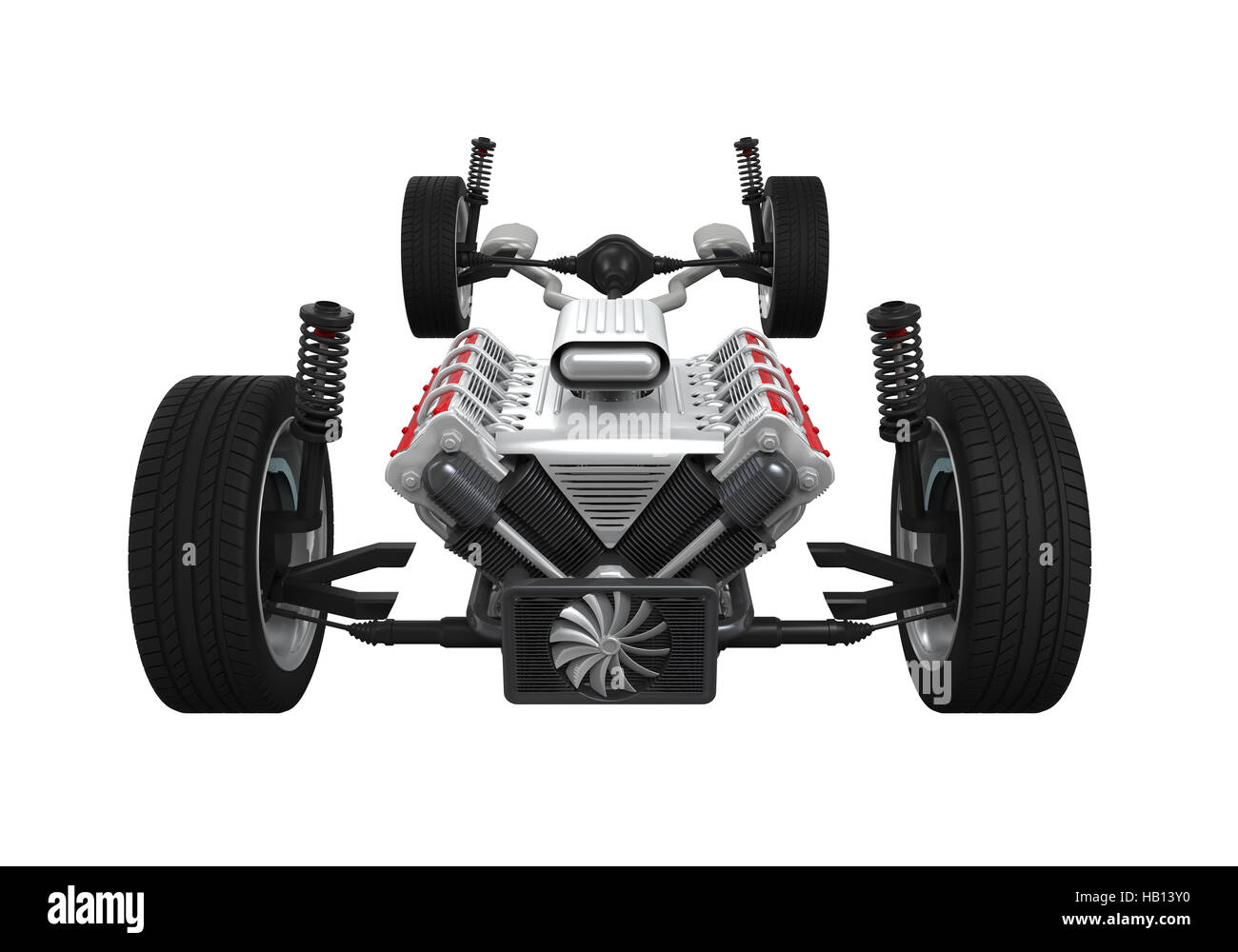 Car Chassis with Engine Stock Photo Alamy