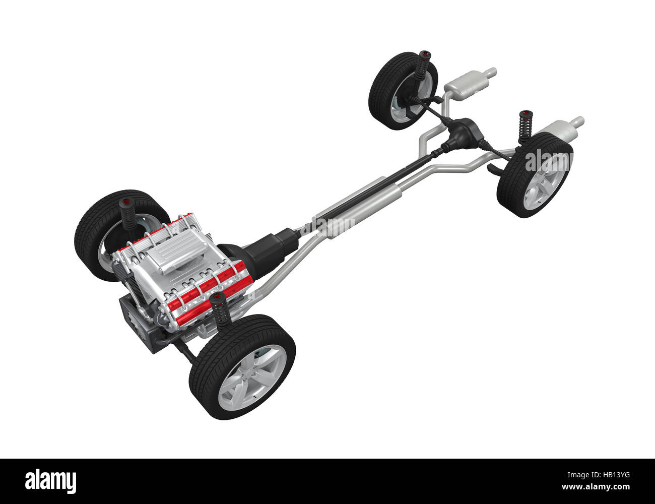 Car Chassis with Engine Stock Photo Alamy