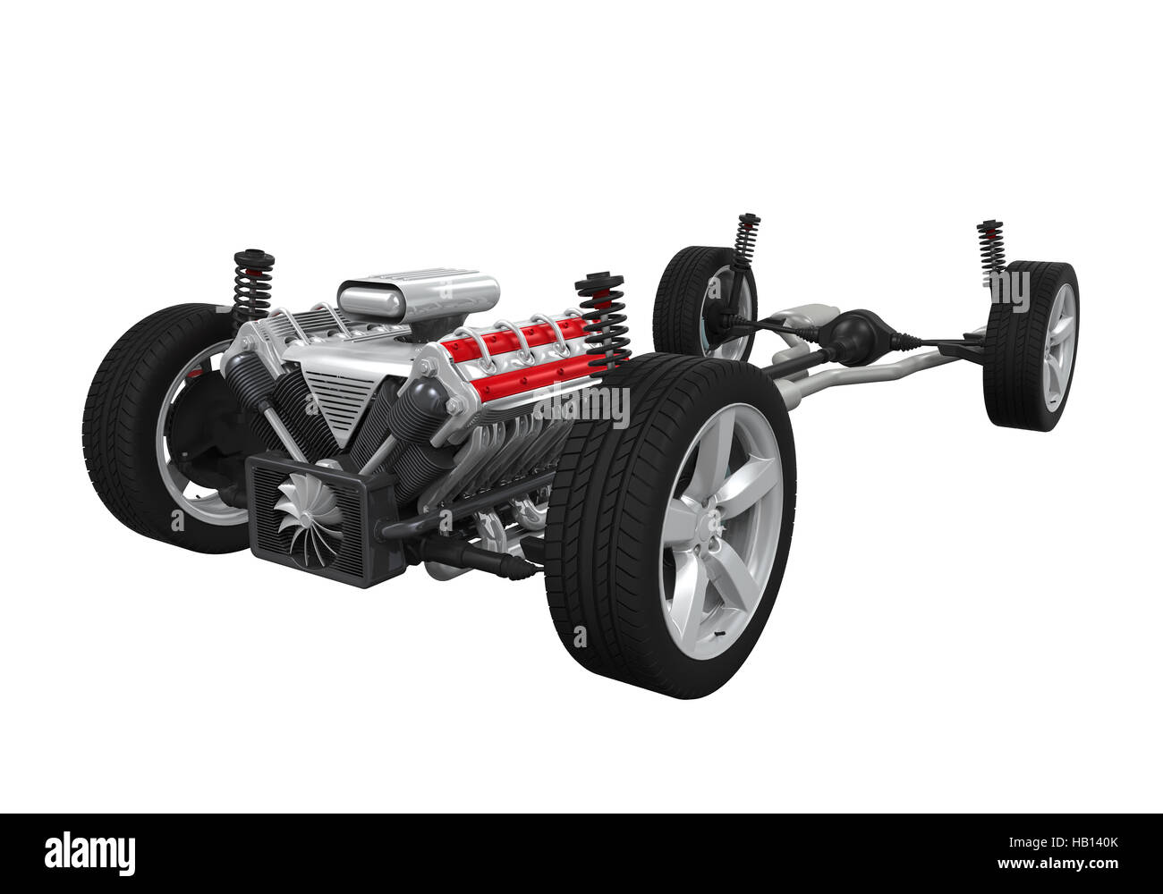 Car Chassis with Engine Stock Photo Alamy