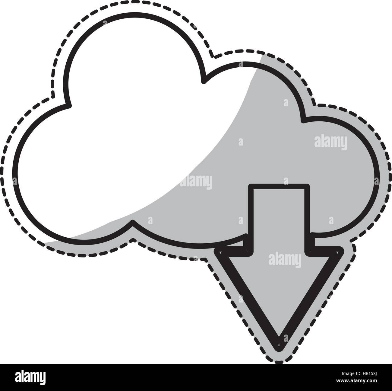 cloud storage with download arrow icon over white background. vector ...