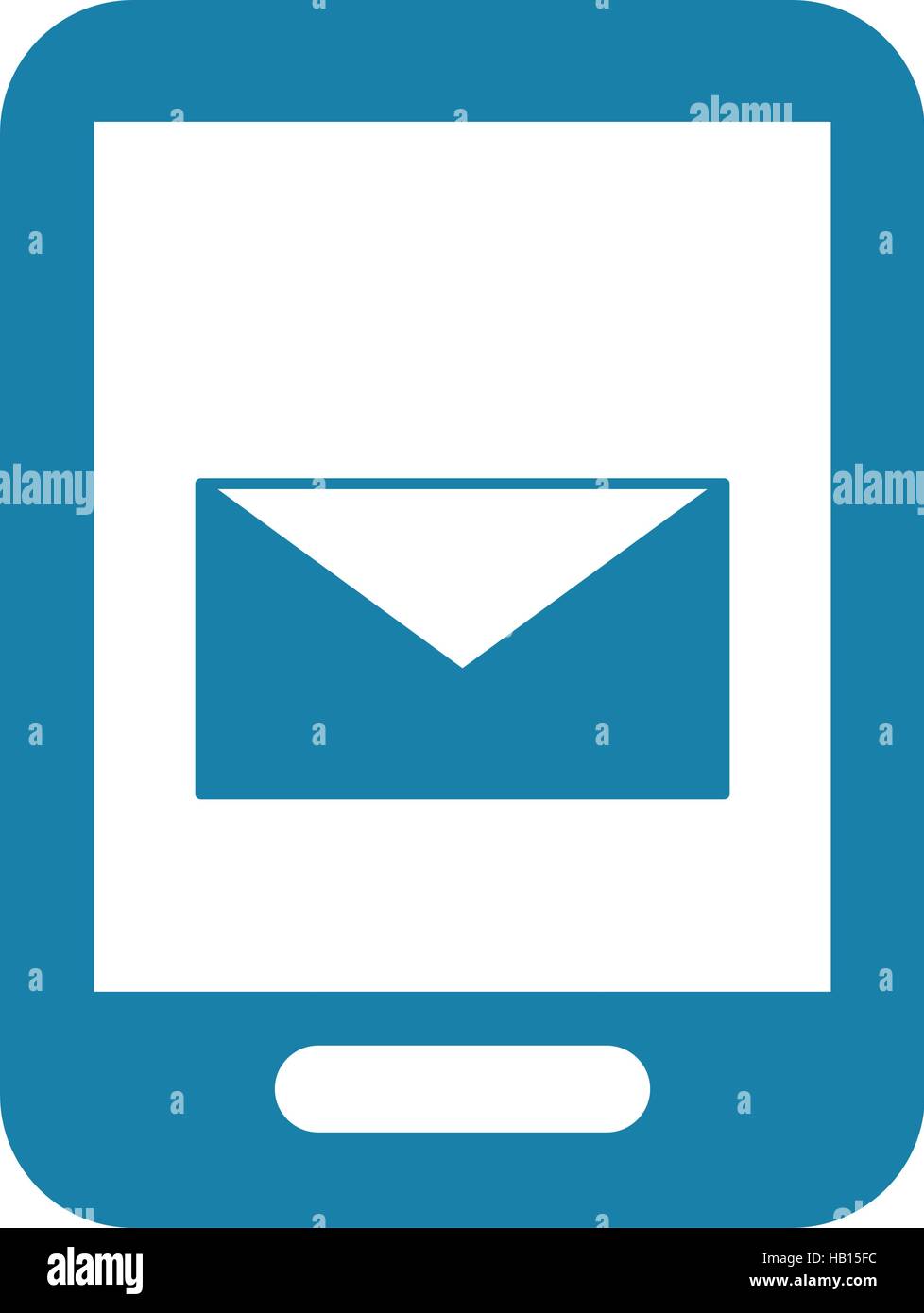 smartphone device with mail envelope icon on screen over white background. vector illustration Stock Vector