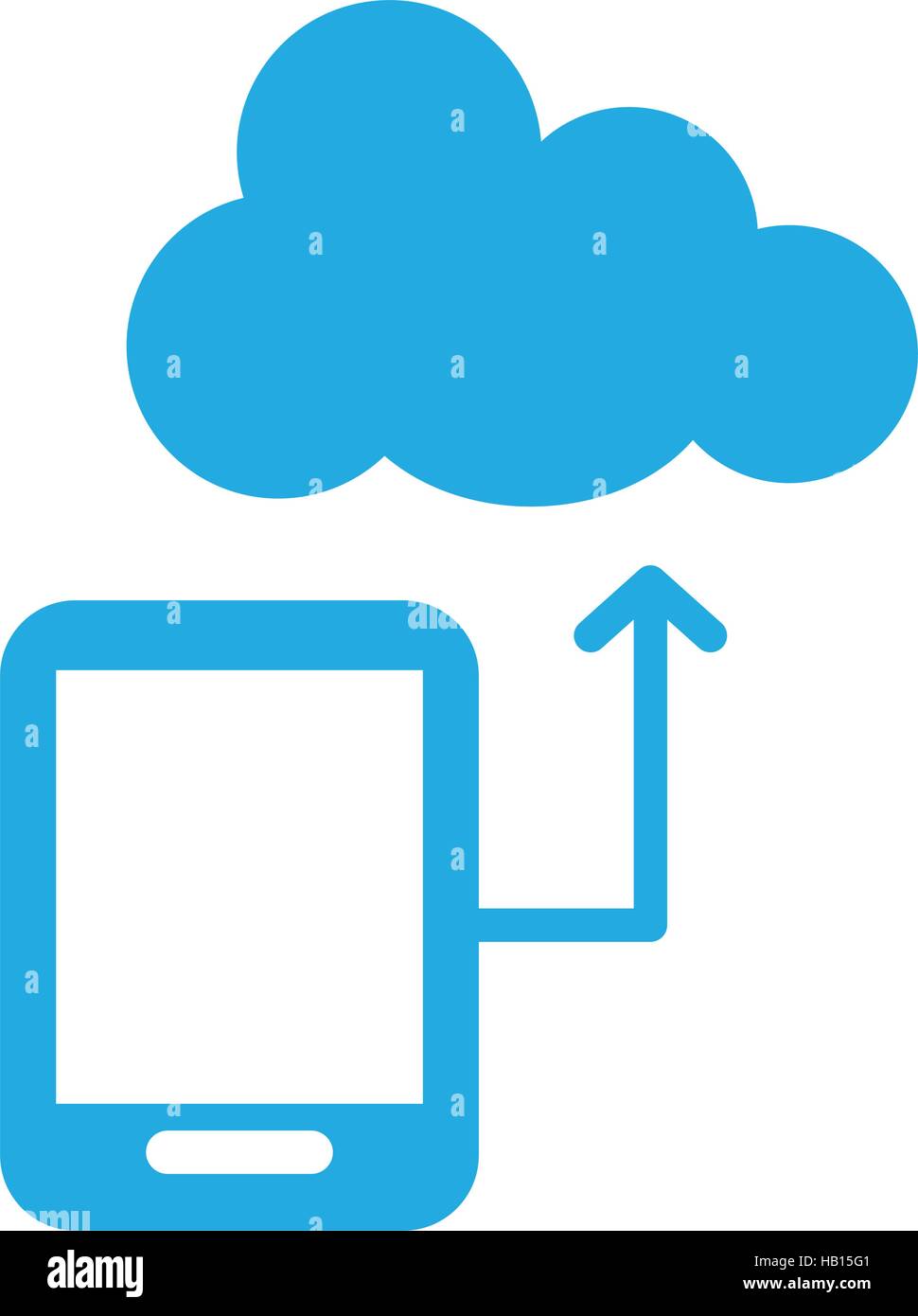 smartphone with upload arrow and cloud storage icon over white ...
