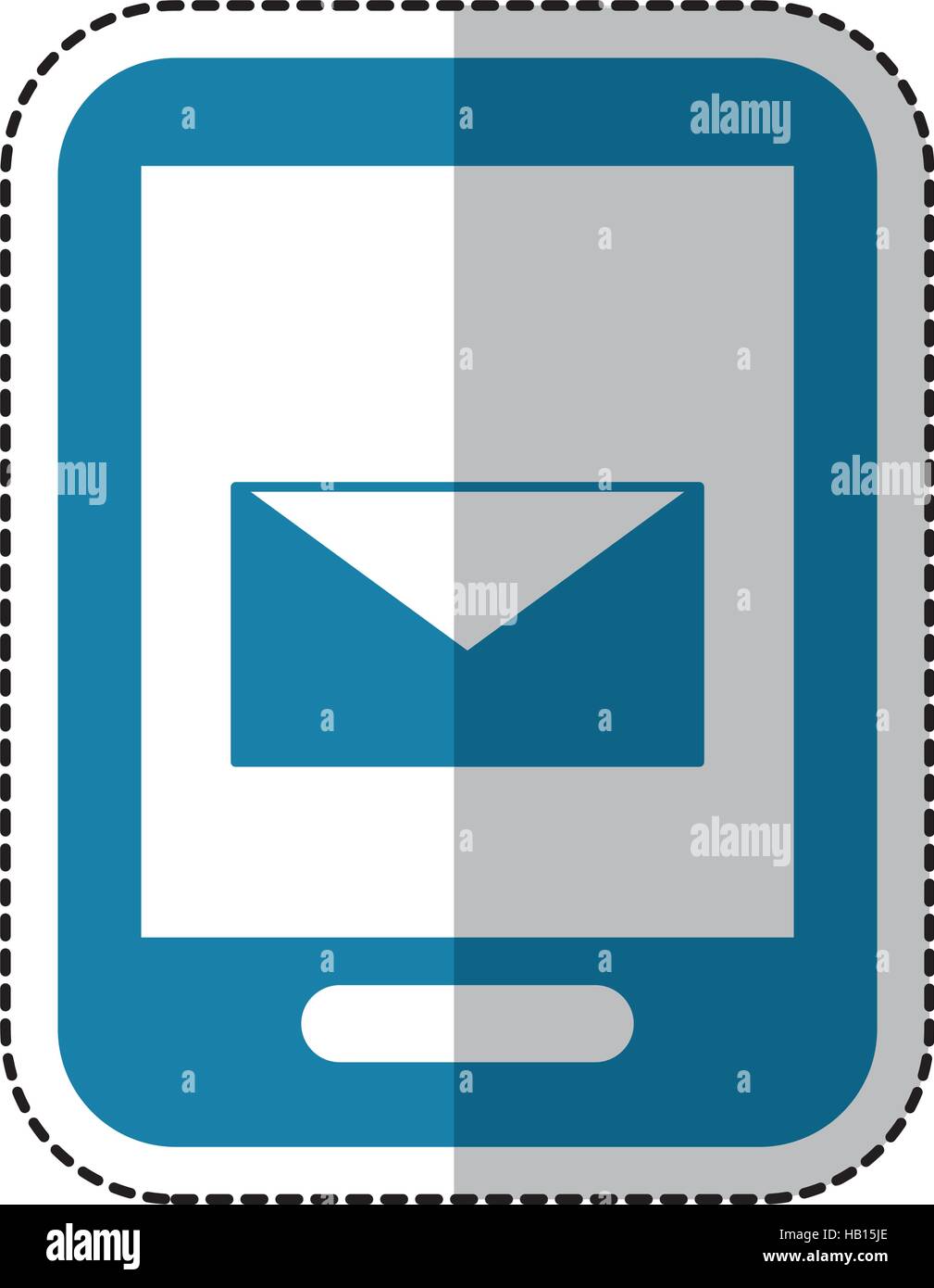 sticker of smartphone device with mail envelope icon on screen over ...
