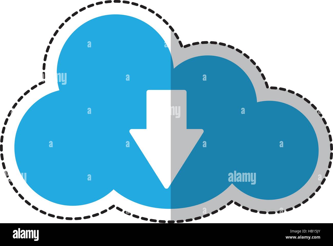 cloud storage with download arrow icon over white background. vector ...