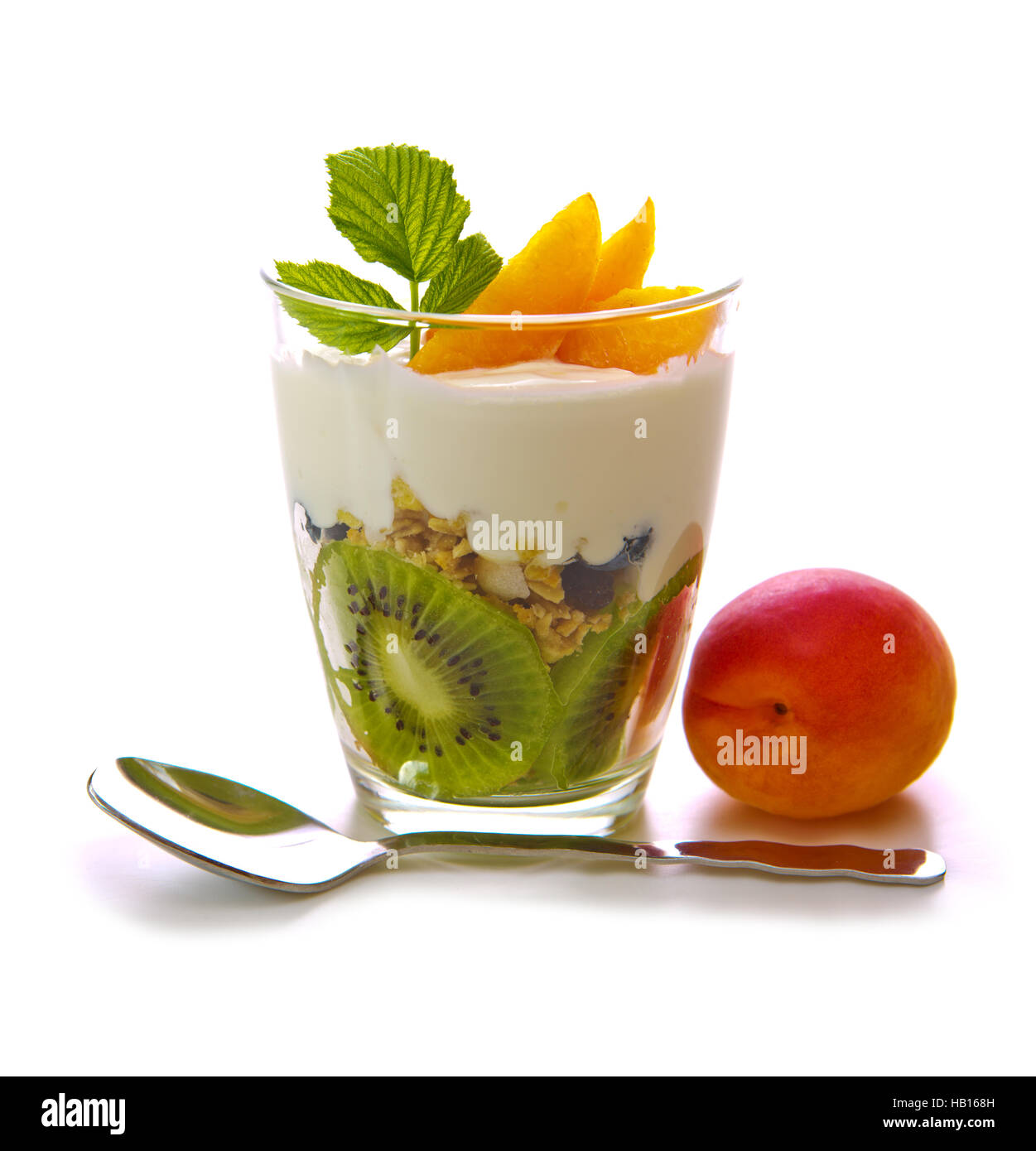 Fresh Yogurt with kiwi isolated Stock Photo Alamy