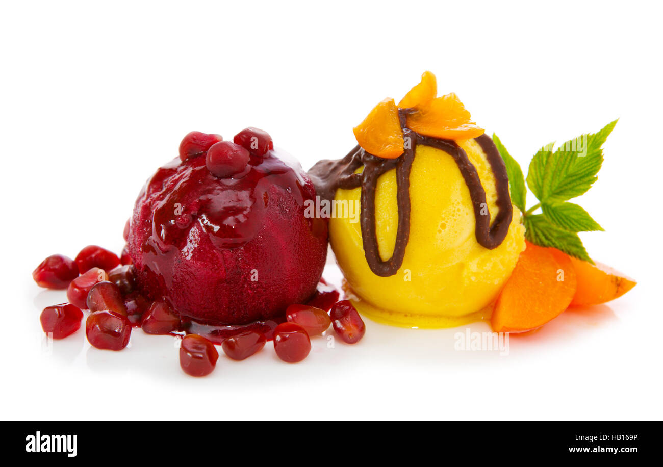Two balls fruit ice isolated on white Stock Photo Alamy