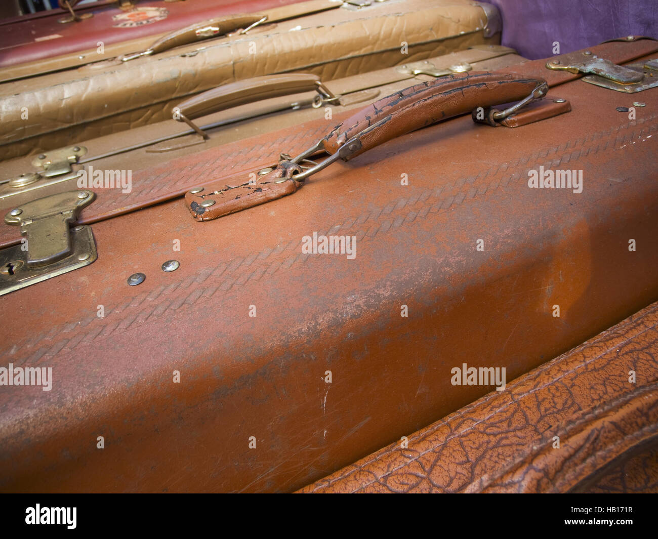 brown suitcases Stock Photo