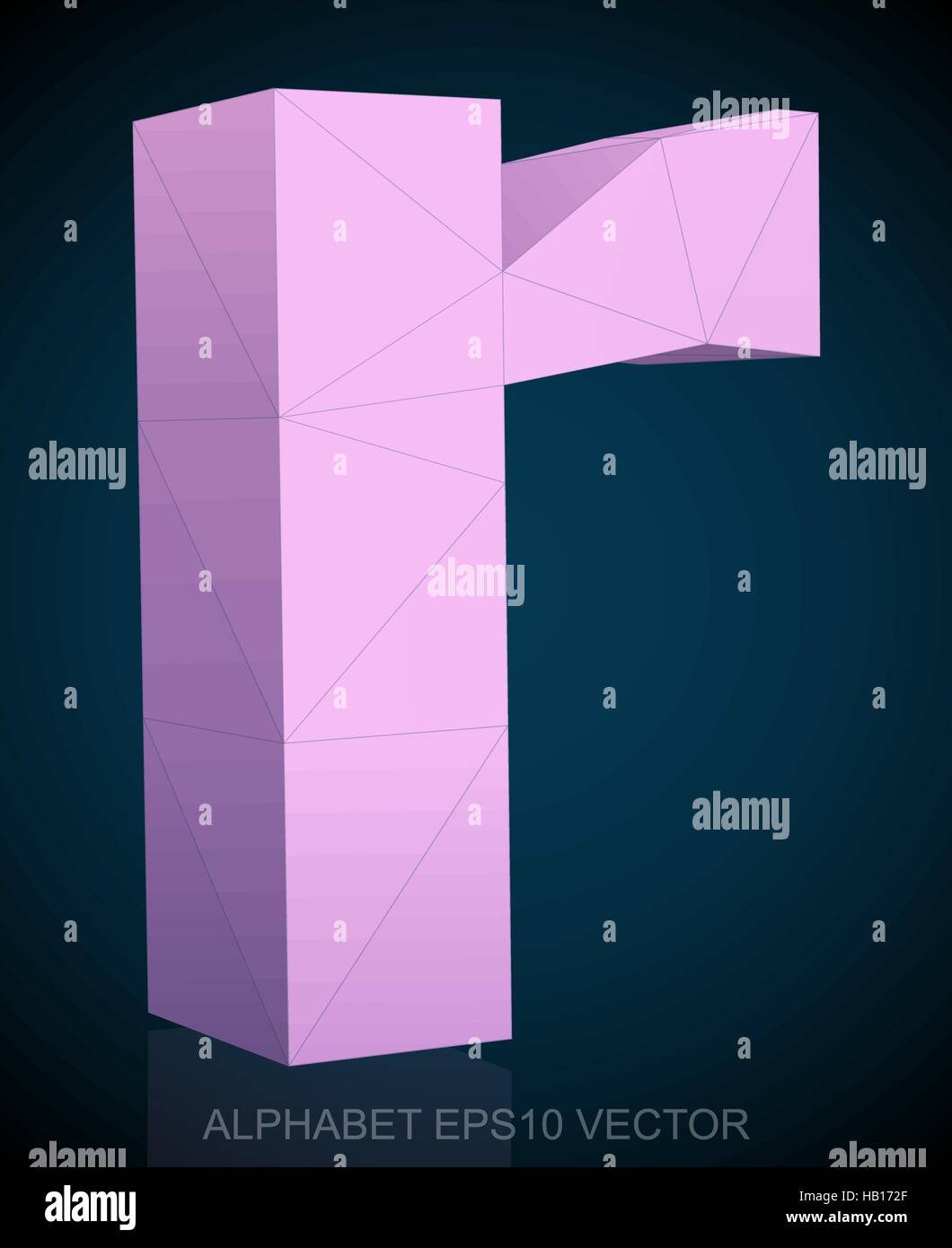 Pink Lowercase R Abstract Pink 3D polygonal lowercase letter R with reflection. Low poly ...