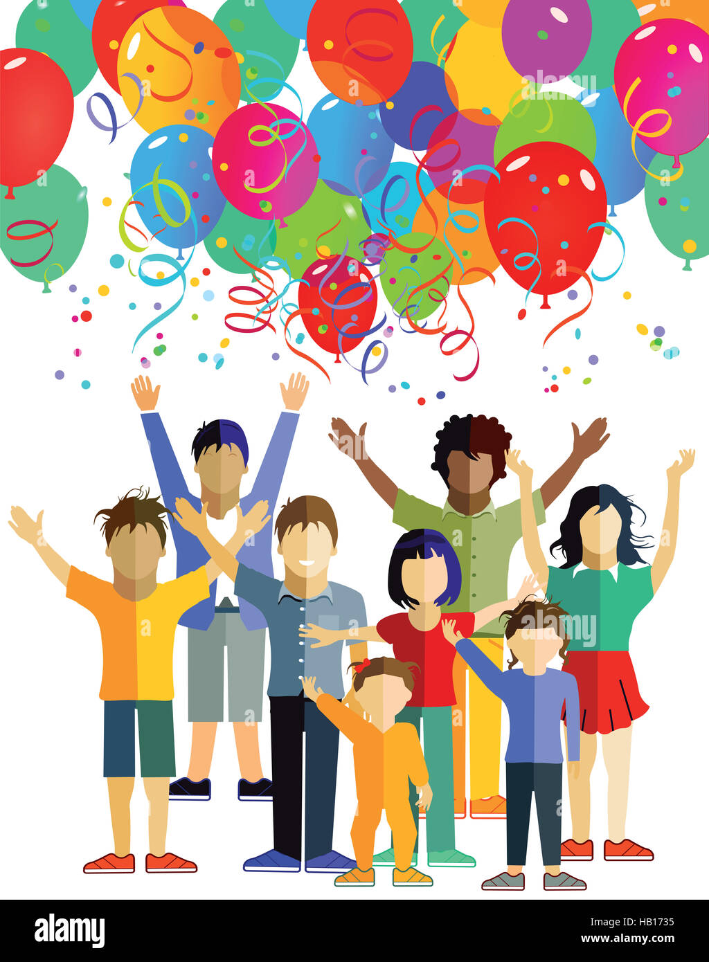 Children celebrate with balloons Stock Photo