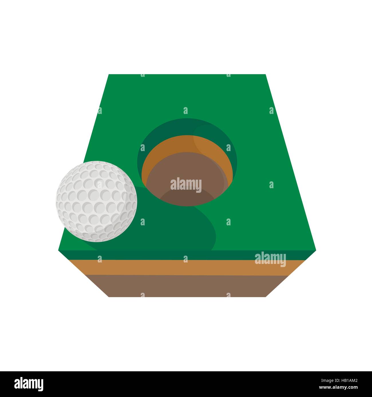 Golf ball on edge of hole cartoon icon Stock Vector