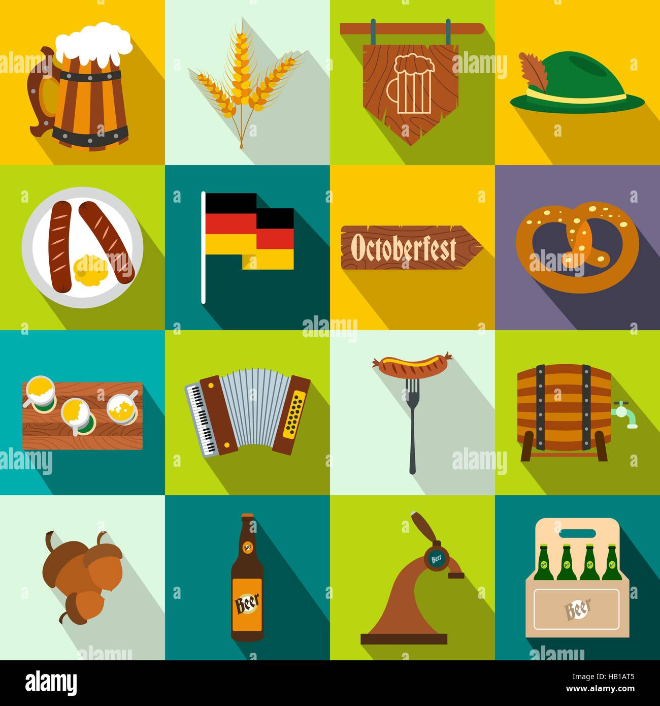Oktoberfest party flat icons Stock Vector Image & Art - Alamy