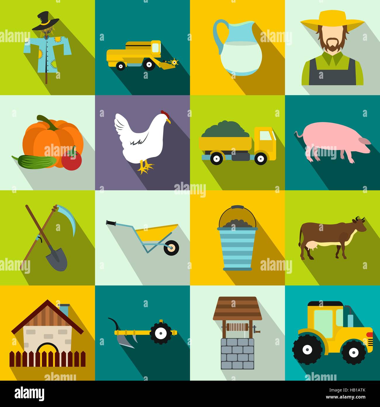 Farm flat icons set Stock Vector Image & Art - Alamy