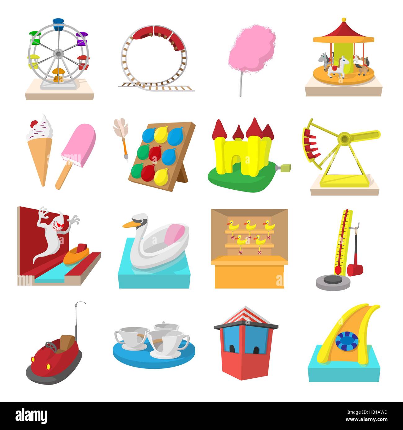 Amusement park cartoon icons Stock Vector Image & Art - Alamy