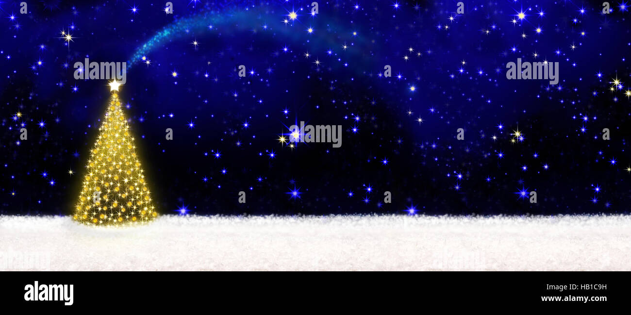 Christmas tree and starry sky Stock Photo - Alamy
