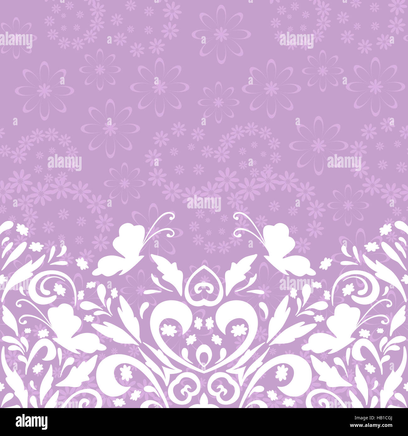 Seamless Floral Pattern with Butterflies Stock Photo - Alamy