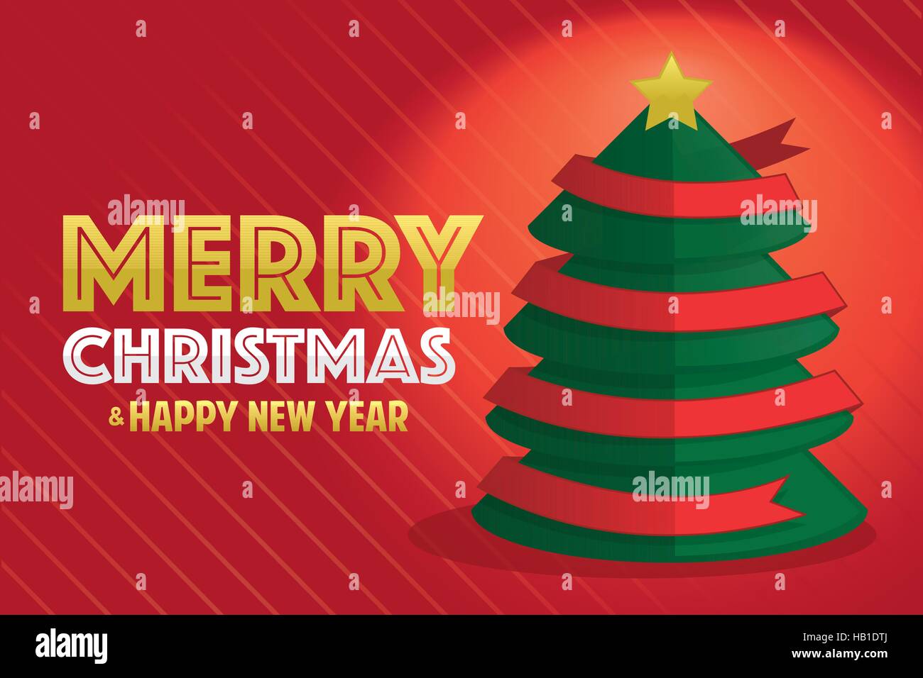 Christmas tree with red ribbon Stock Vector Image & Art - Alamy