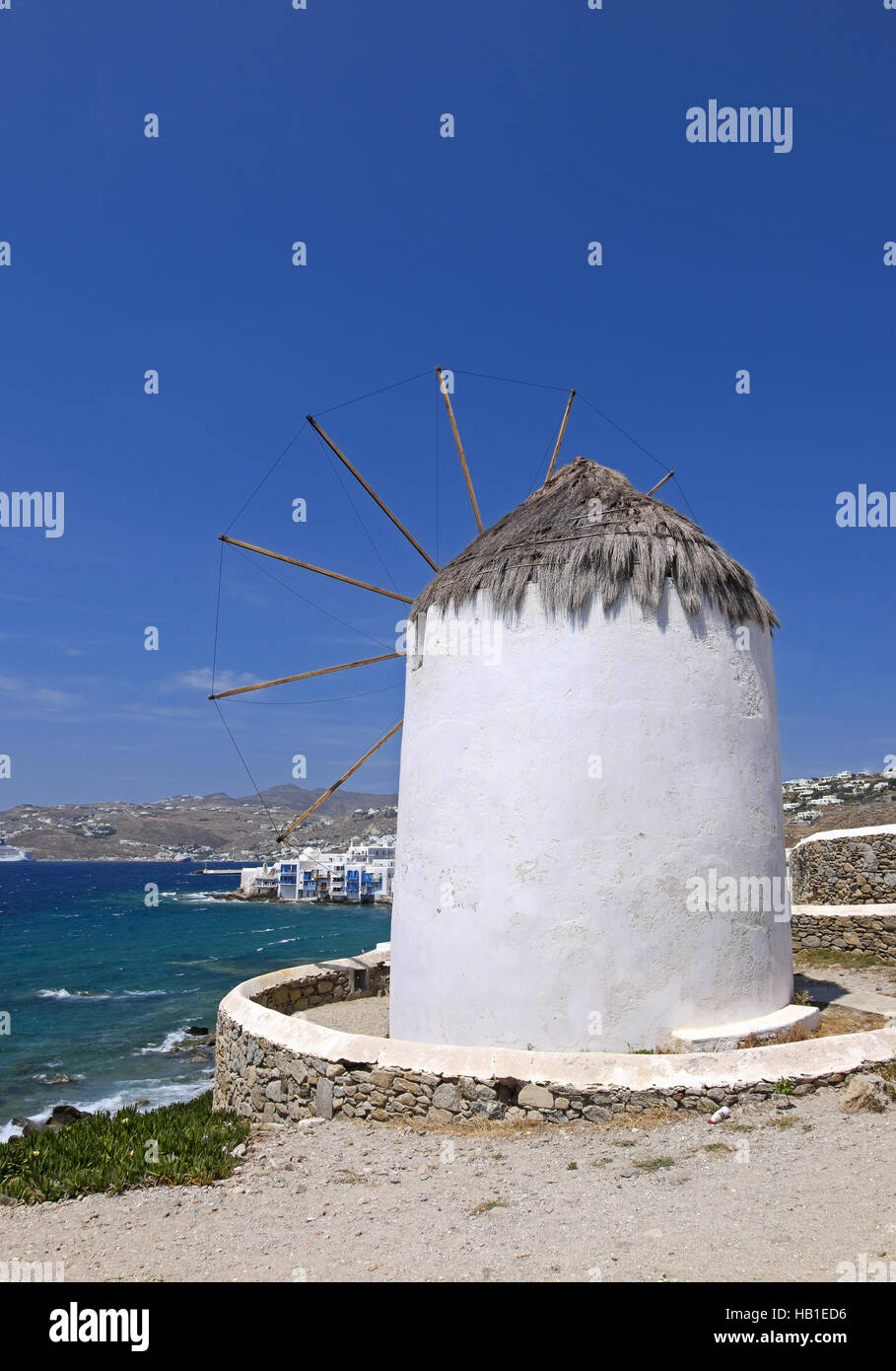 Windmill in Mykonos Stock Photo