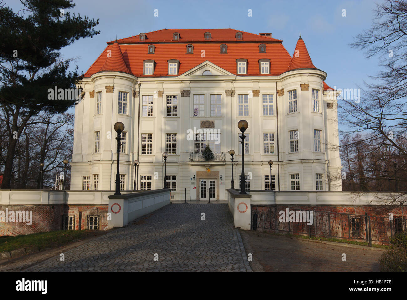 Castle, later converted to a palace in Lesnica, Wroclaw (Poland) Stock Photo