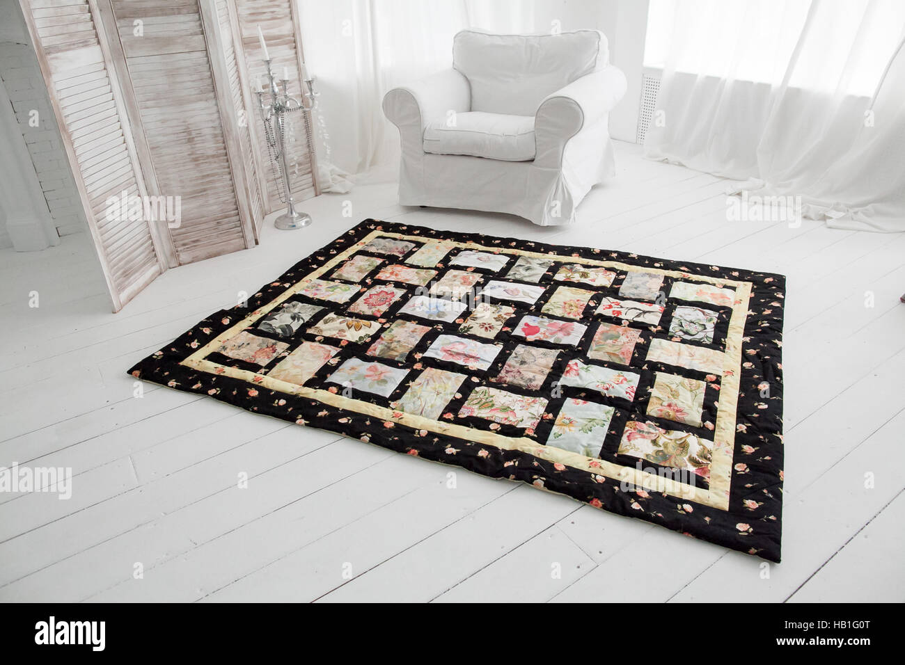 Patchwork quilt. Handmade Stock Photo - Alamy