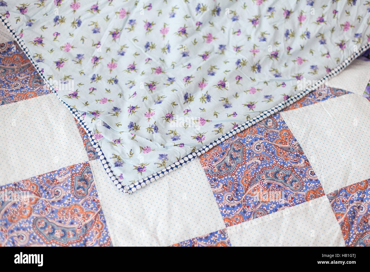 Part of patchwork quilt as background Stock Photo - Alamy