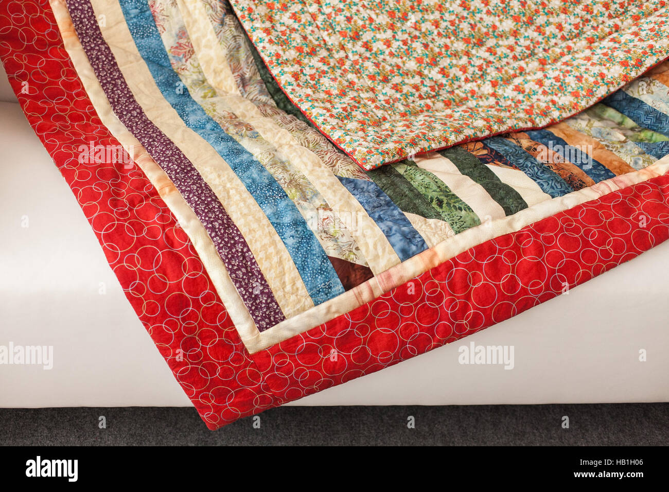 Part of patchwork quilt as background Stock Photo - Alamy