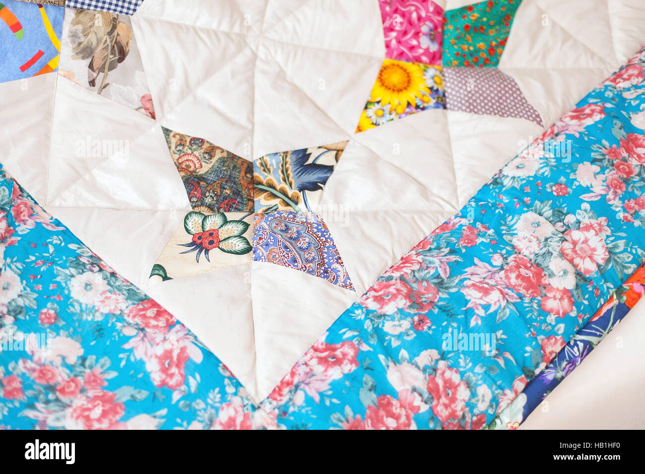 Part of patchwork quilt as background Stock Photo - Alamy