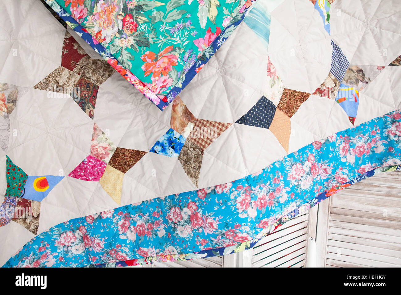 Part of patchwork quilt as background Stock Photo - Alamy