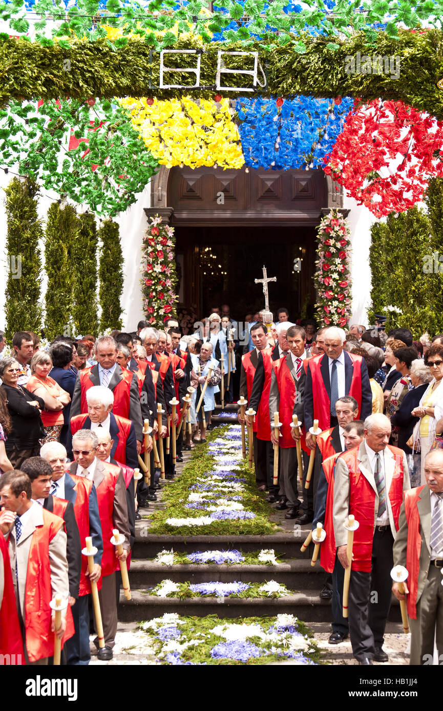 Procession in Santana on Madeira Stock Photo