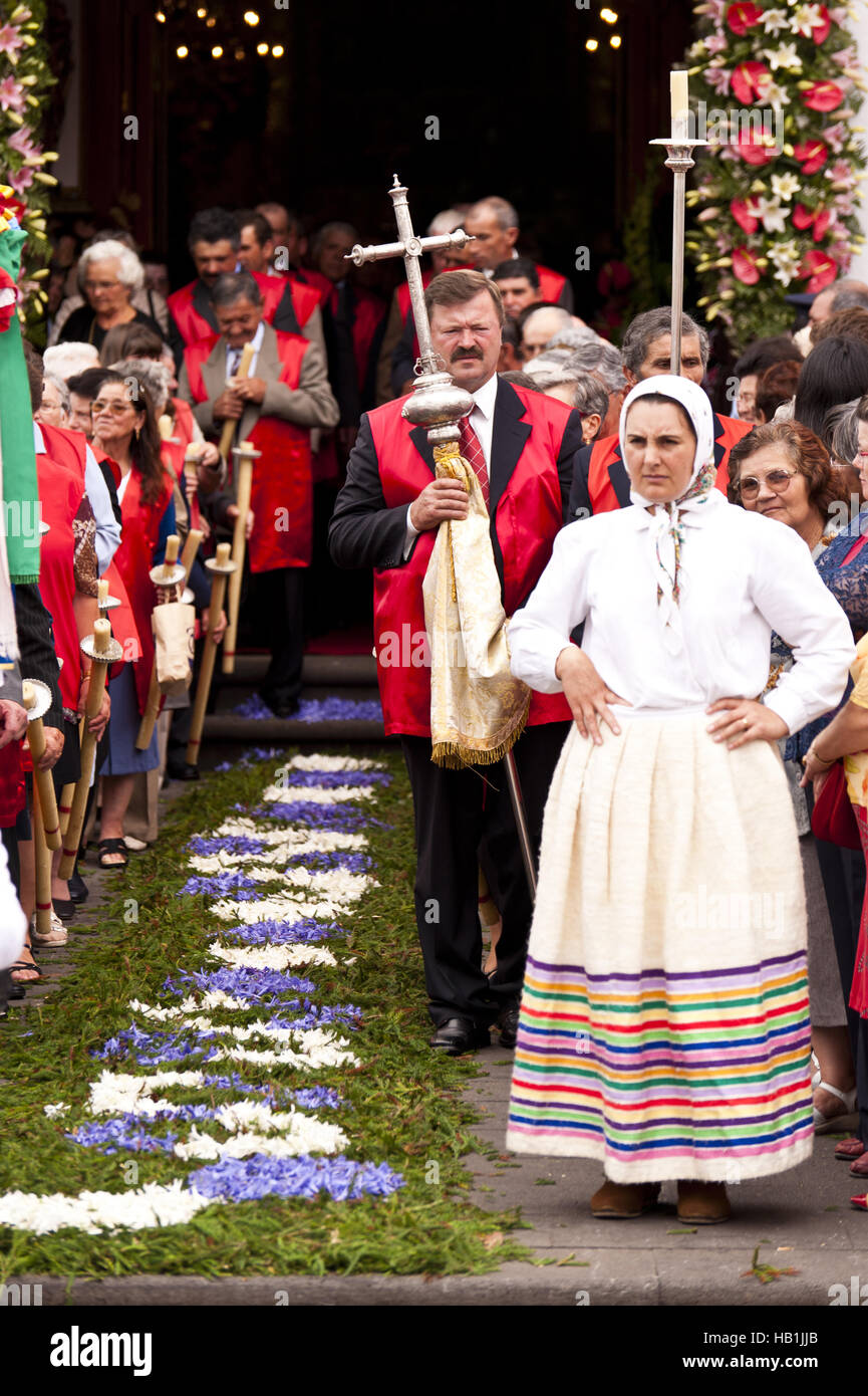 Procession in Santana on Madeira Stock Photo