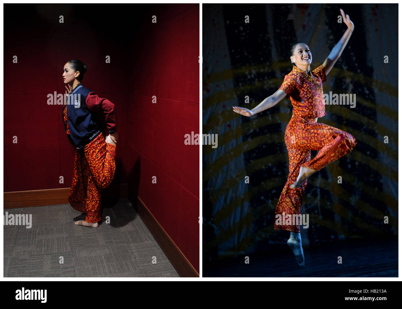 Jakarta. 3rd Dec, 2016. Combo photo shows a member of Namarina Ballet
