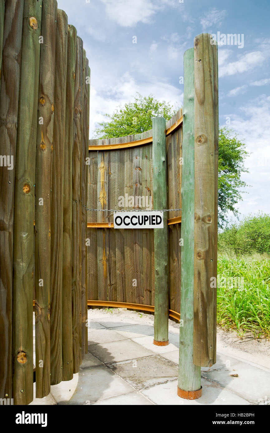 Occupied Sign In Outdoor Toilet In The Central Kalahari Game Reserve In Botswana Stock Photo Alamy