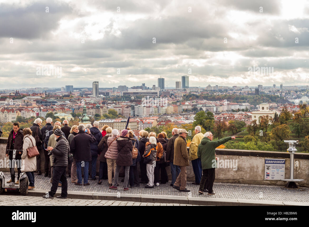 Tourists at the Prague Castle Mountain Stock Photo