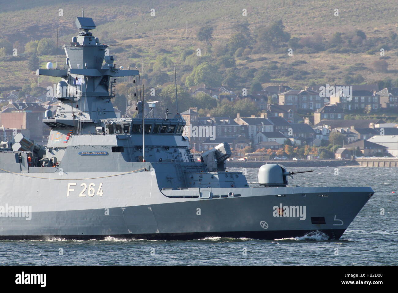 FGS Ludwigshafen am Rhein (F264), a Braunschweig-class corvette of the German Navy, arriving for Exercise Joint Warrior 16-2. Stock Photo