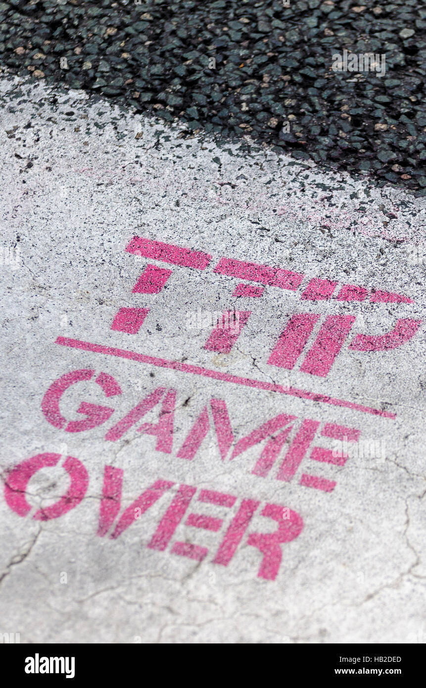 TTIP GAME OVER signs during a public demonstration in Brussels. Stock Photo