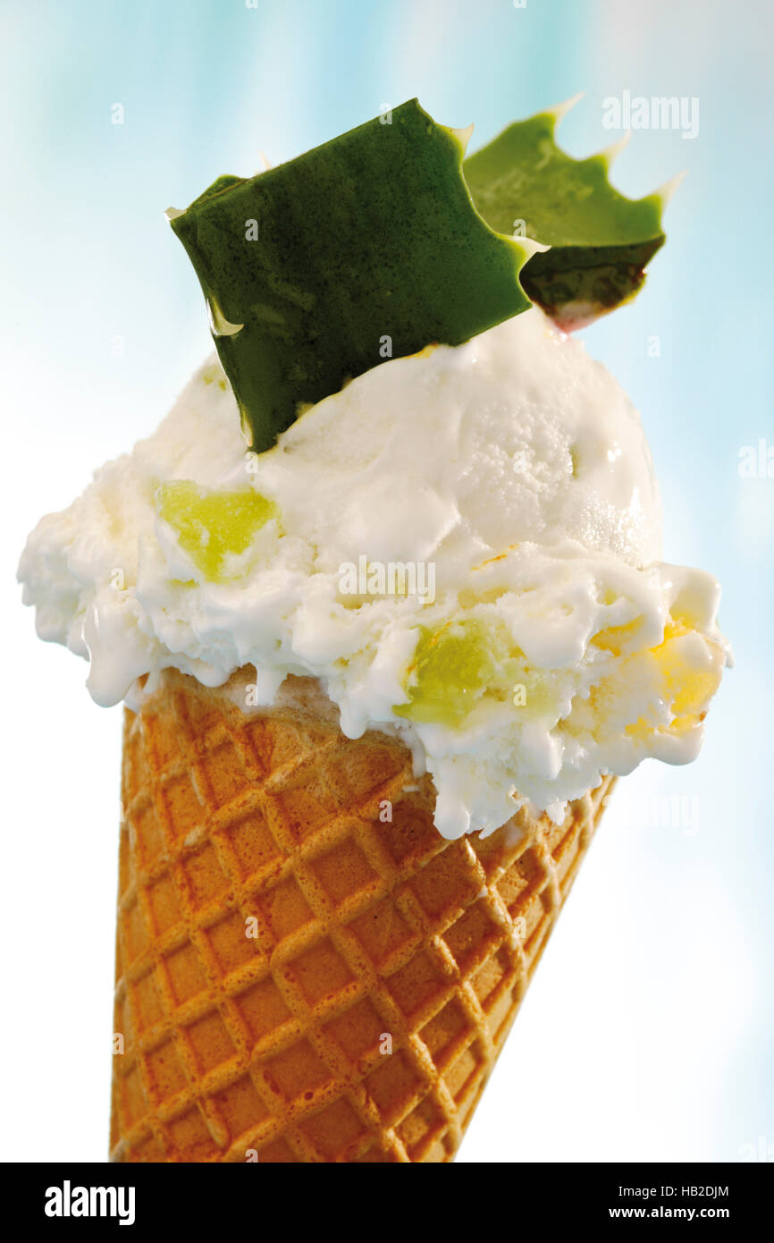 Icecream cone with aloe vera icecream Stock Photo Alamy