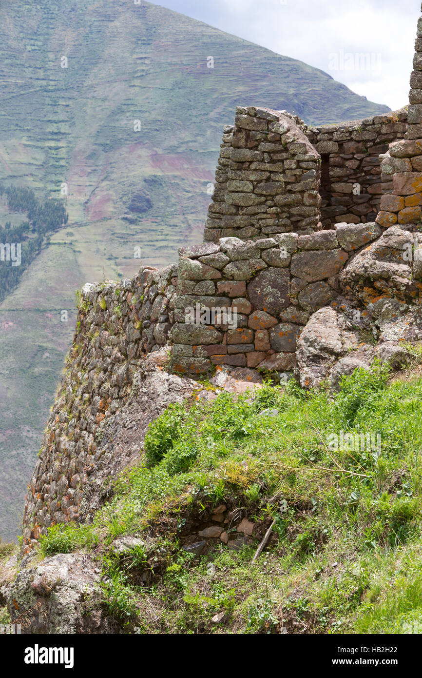 Ruins of Pisac in Urubamba valley near Cusco, Peru Stock Photo