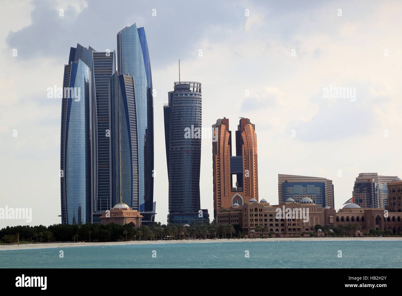 Ethiad Towers and skyscrapers in Abu Dhabi Stock Photo
