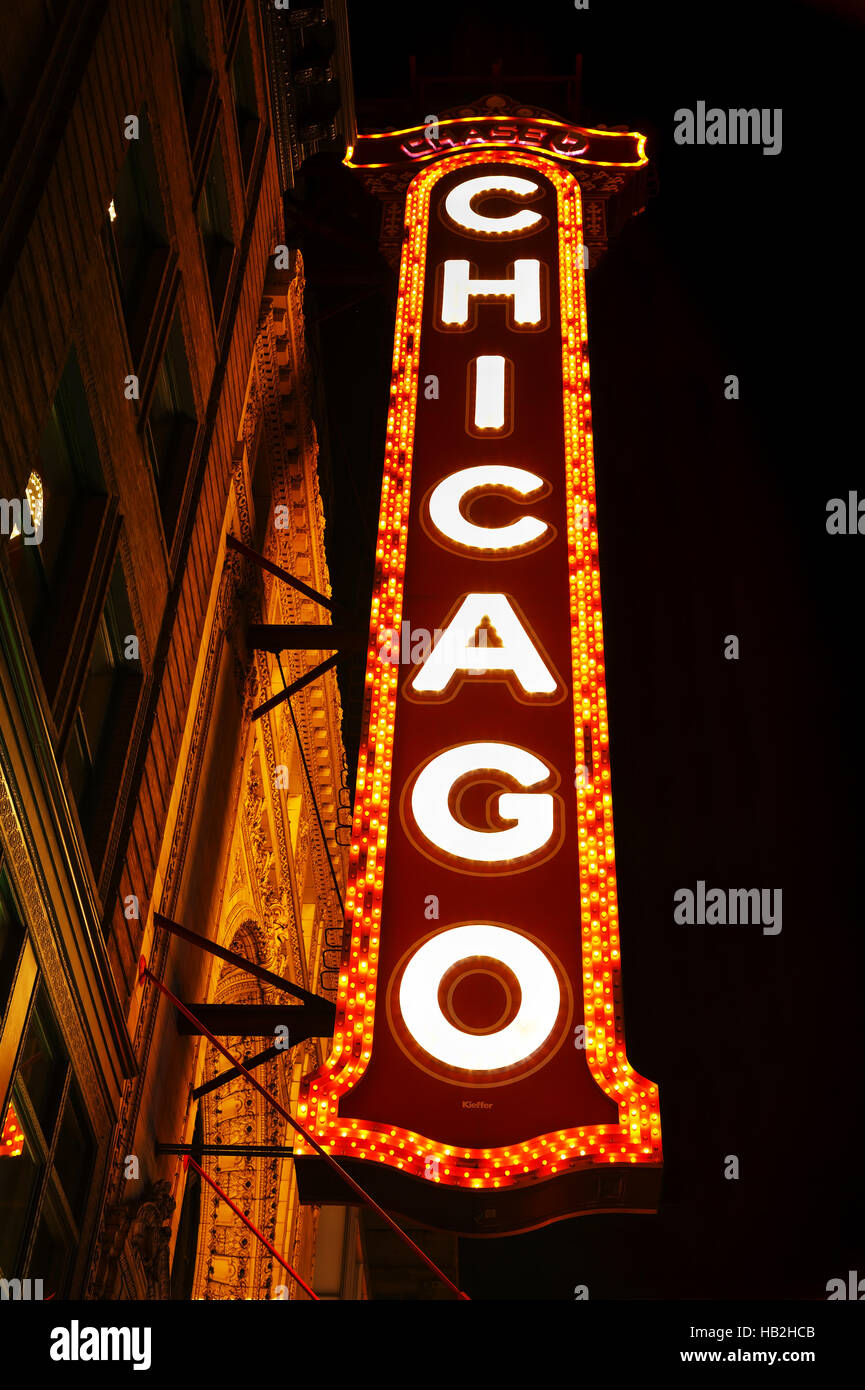 Chicago theather neon sign Stock Photo