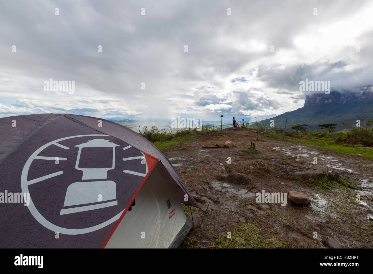 Campsite on the way to Roraima tepui, Gran Sabana, Venezuela Stock Photo