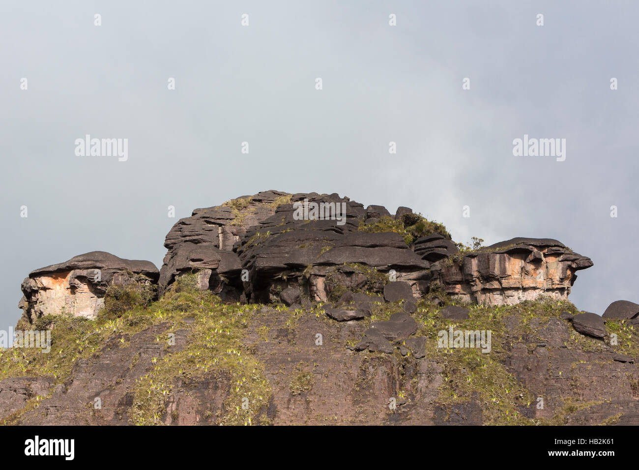 Summit of Mount Roraima, volcanic black stones, Venezuela Stock Photo ...