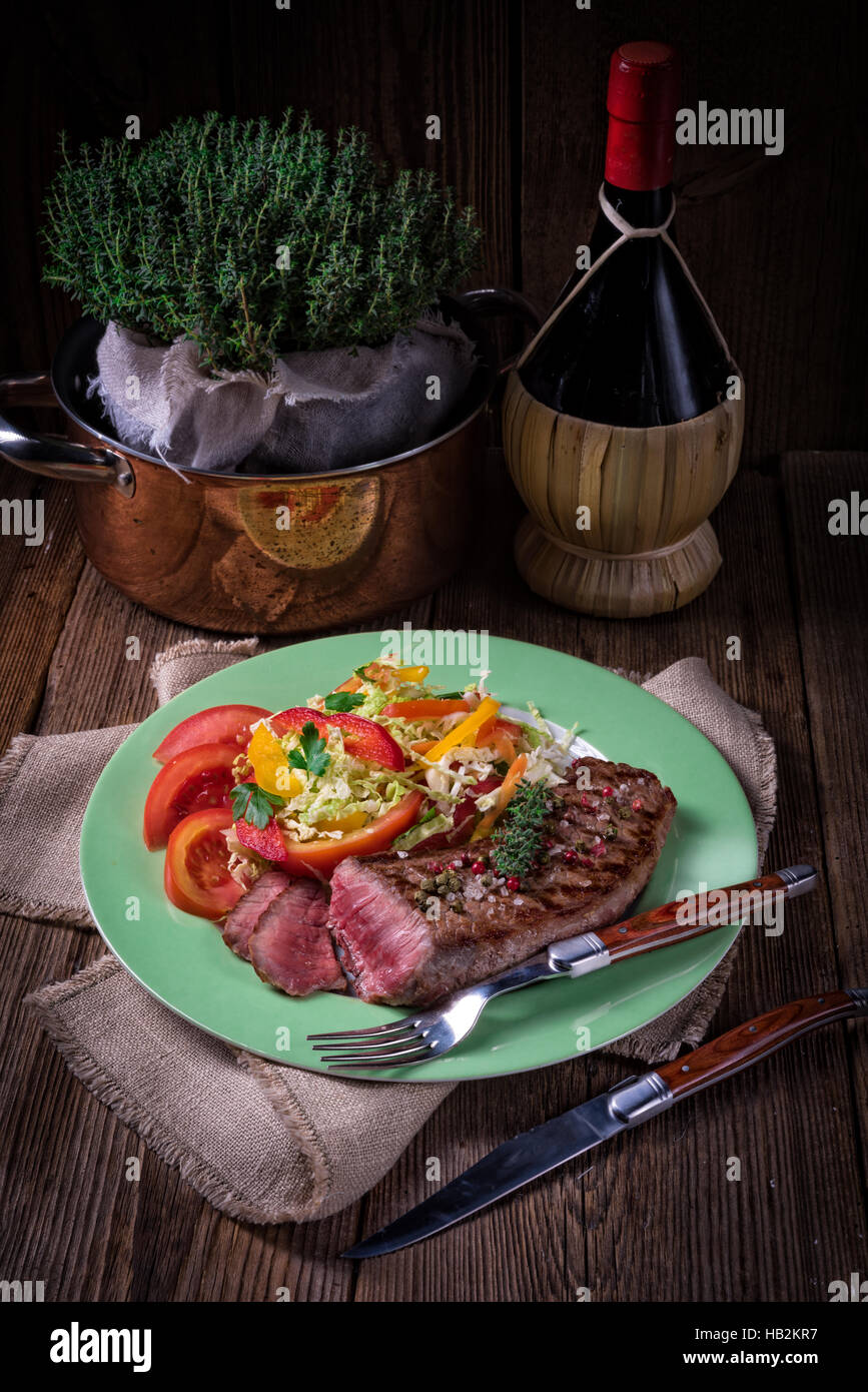 grilled steak with salad Stock Photo - Alamy
