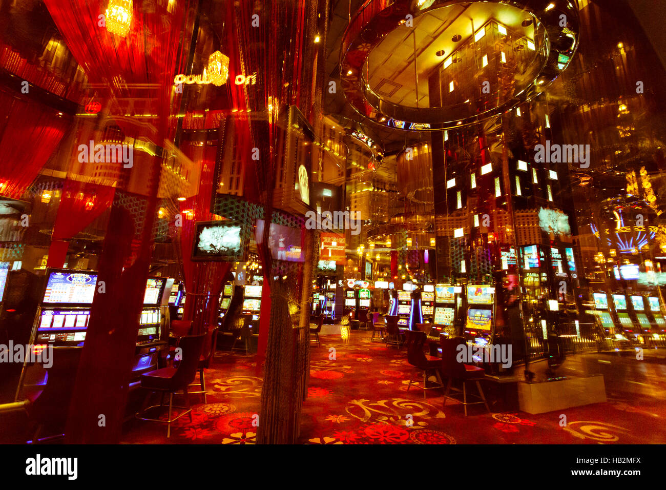 Reflection of lights inside a casino Stock Photo