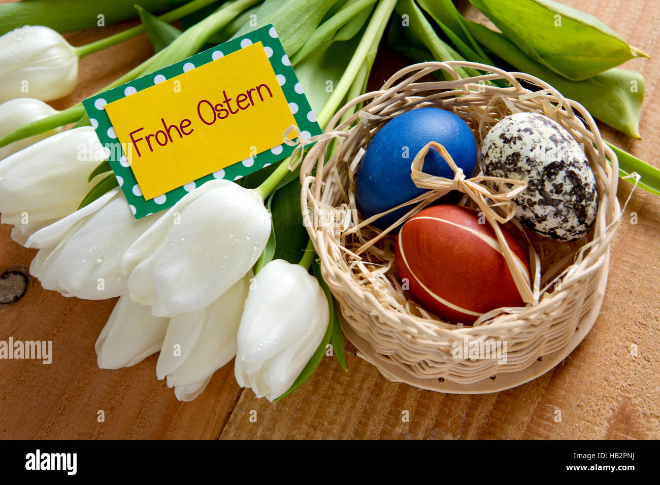 Frohe Ostern card. Stock Photo