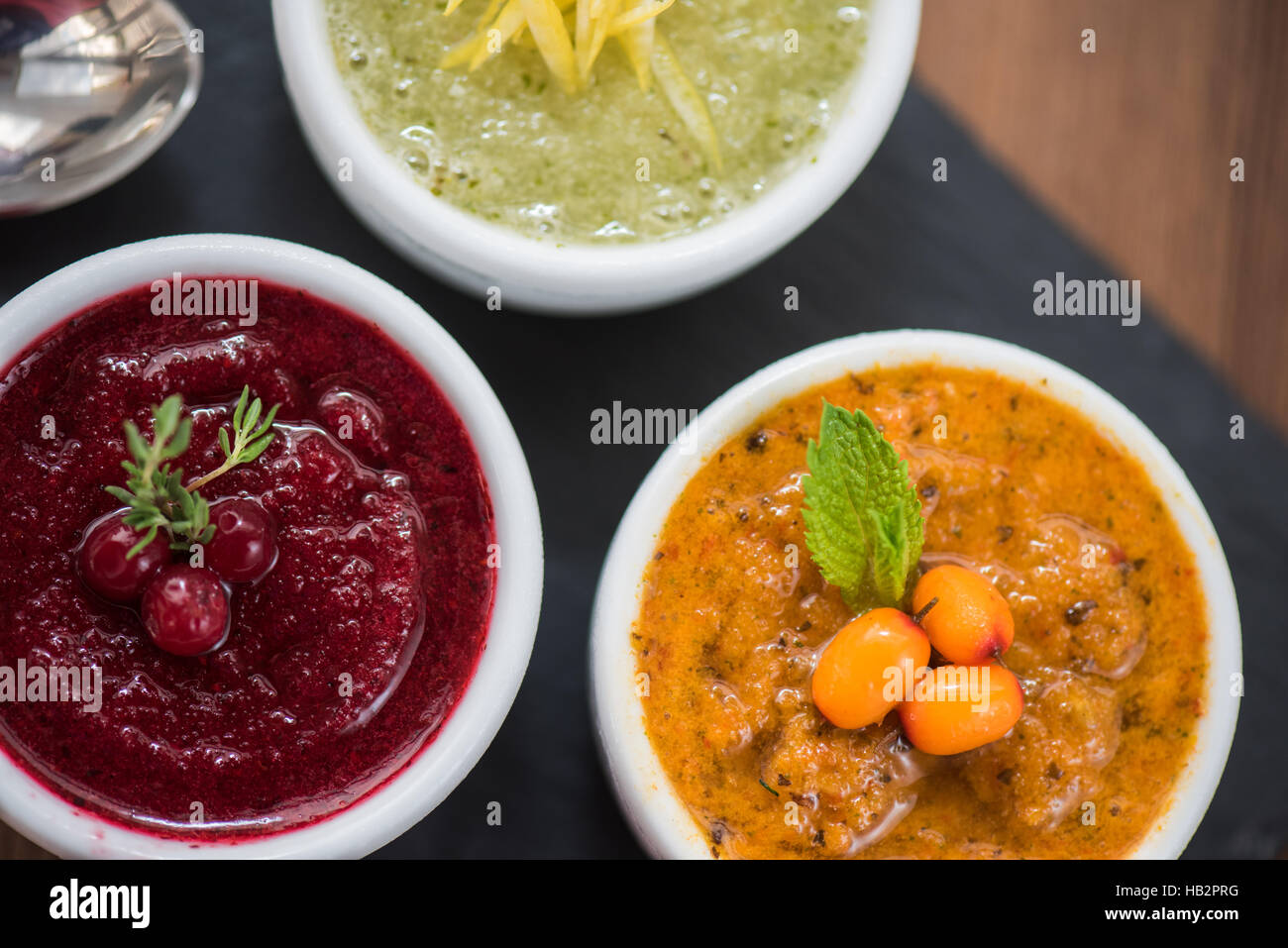 Refreshing lemon cranberry seabuckthorn sorbet Stock Photo