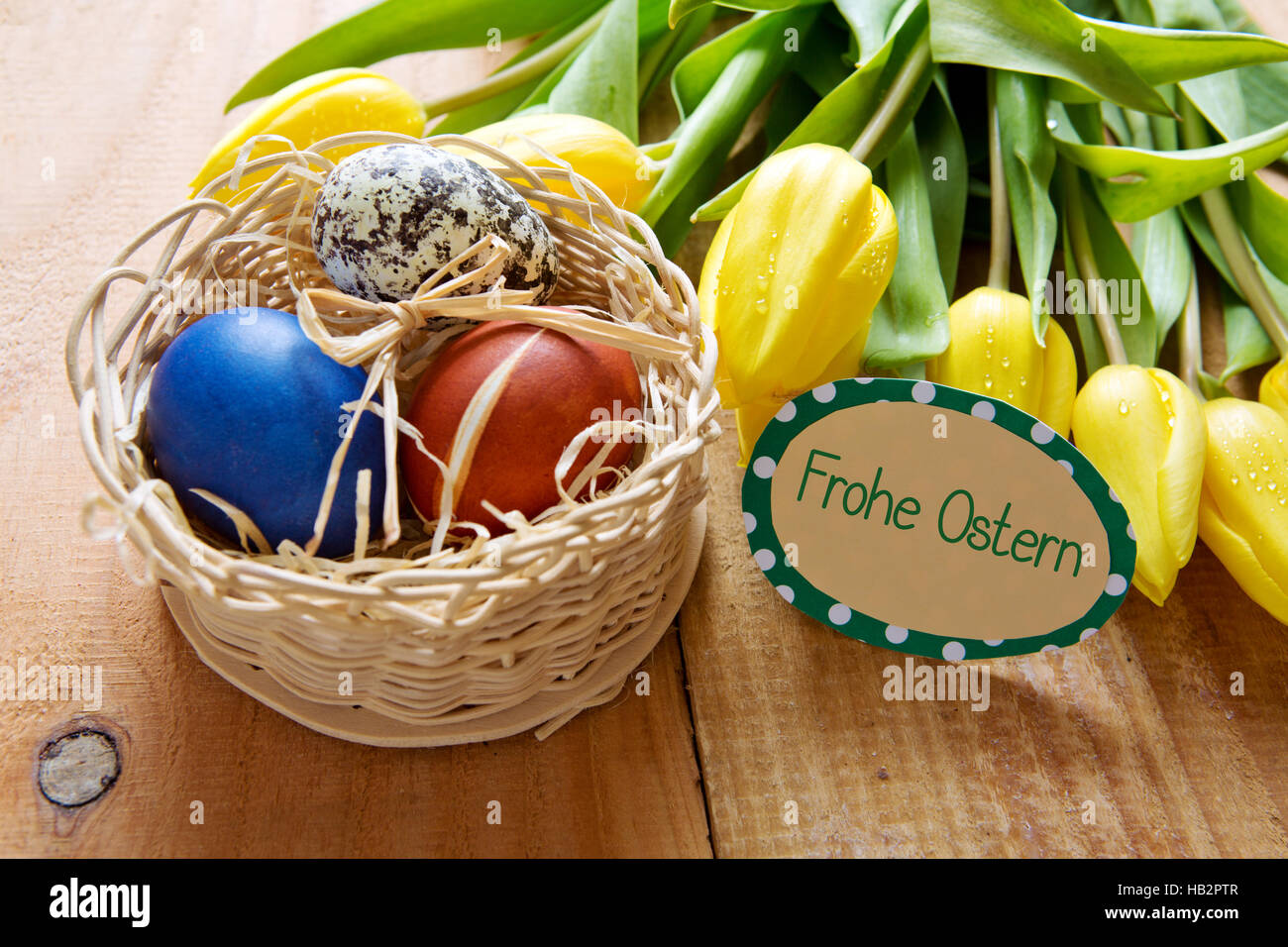 Frohe Ostern card. Stock Photo