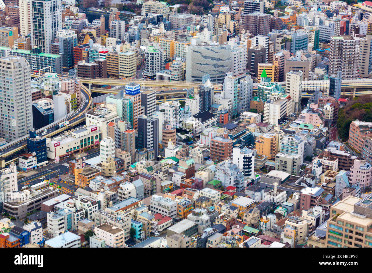 Urban aerial view of Tokyo, Japan Stock Photo