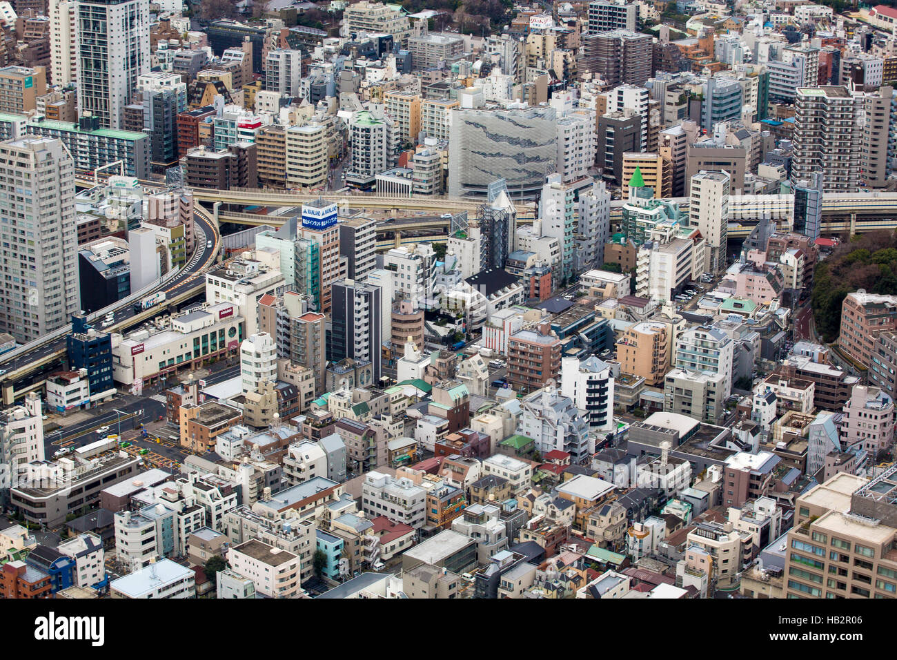 Urban aerial view of Tokyo, Japan Stock Photo