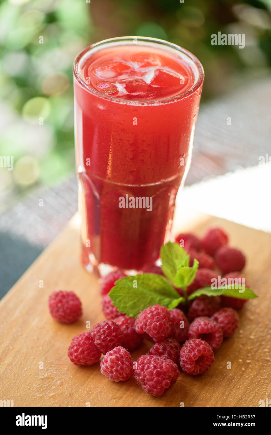 fruit drink with raspberries Stock Photo Alamy