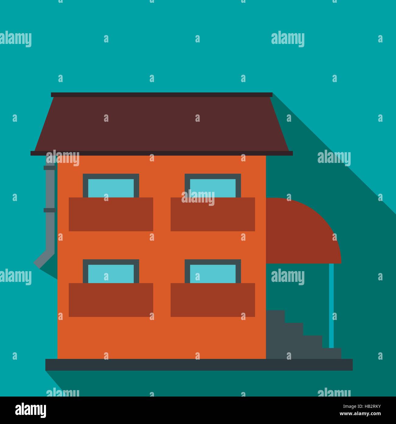 Two-storey house with porch flat icon Stock Vector Image & Art - Alamy