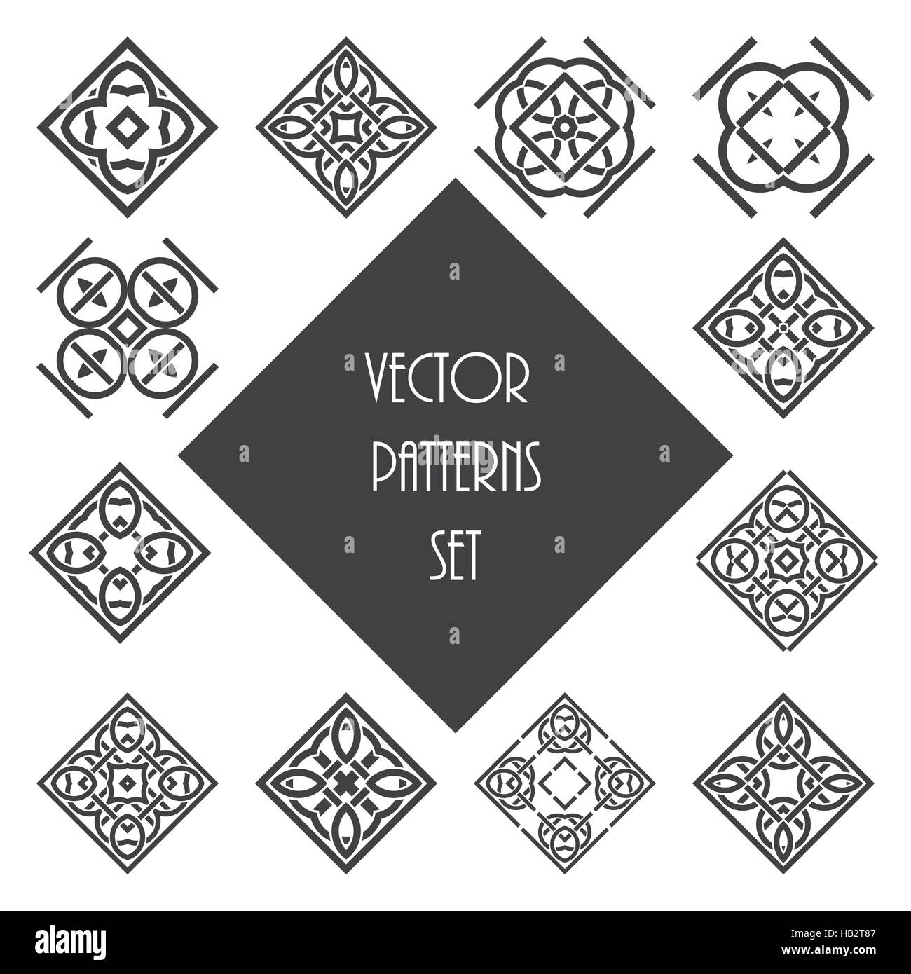 Knot ornament design set. Abstract vector pattern elements. Stock Vector